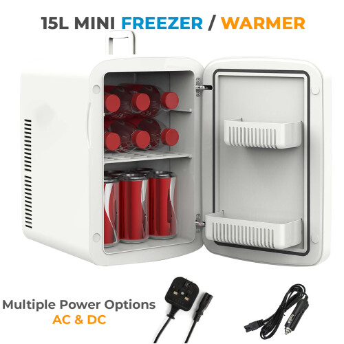 2-in-1 Mini Cooler and Warmer 15 L Compact Refrigerator Portable Mini Fridge UK 2