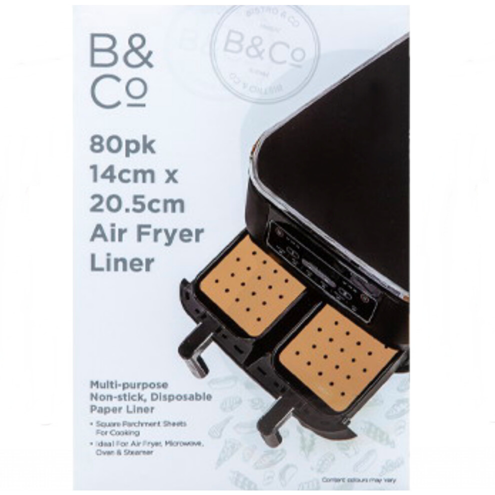 B&Co 14X20.5cm Air Fryer Liners Non Stick Paper Parchment Disposable