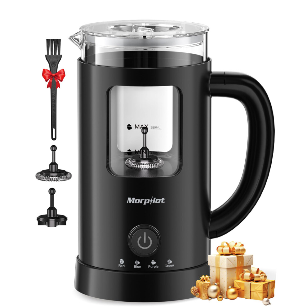 Milk Frother Electric 4 in 1 - Automatic Milk Frothers 600ml Large Capacity Milk Heater and Warmer Glass Visible Milk Steamer for Coffee Hot Chocolate