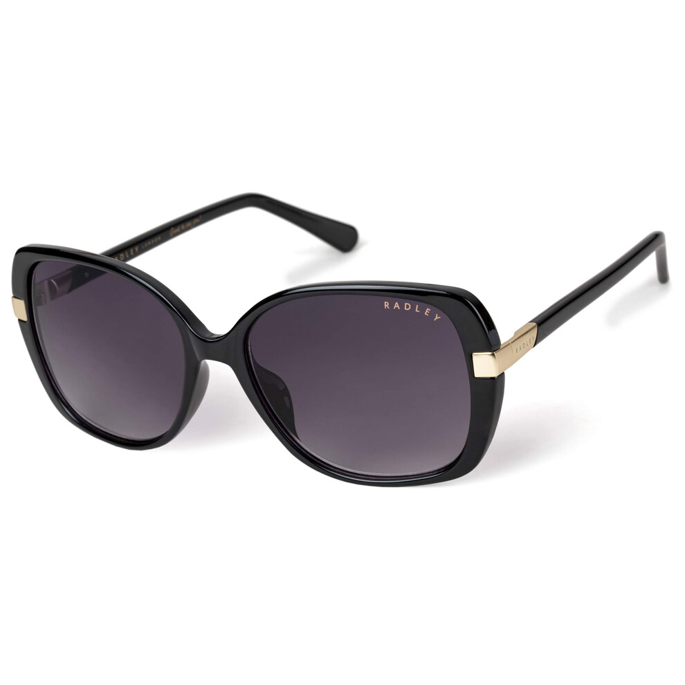 London MORWENNA Women's Oversized Butterfly Sunglasses, Gloss Black, 57 mm