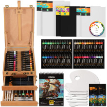 74 Pcs Premium Acrylic Painting Set, Painting Kit with Tabletop Sketch Box, 48 Colors Acrylic Paints, Canvas Panels, Nylon Paint Brushes, and Some
