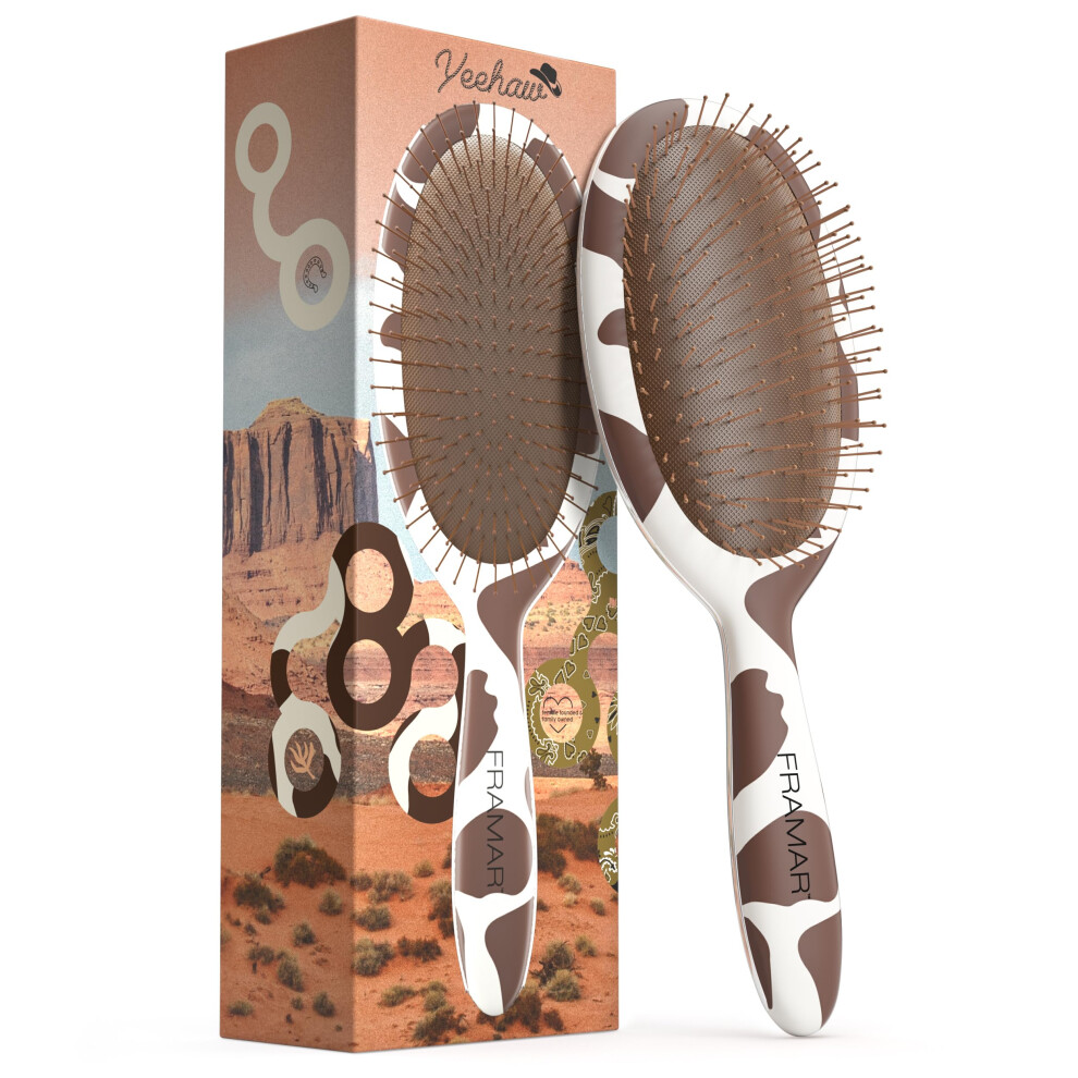 Framar Curly Hair Detangler Brush Â Detangler Brush For Curly Hair Cow Print Hairbrush For Curly Hair, Wet Hairbrushes For Woman, Womens Hair Brush For