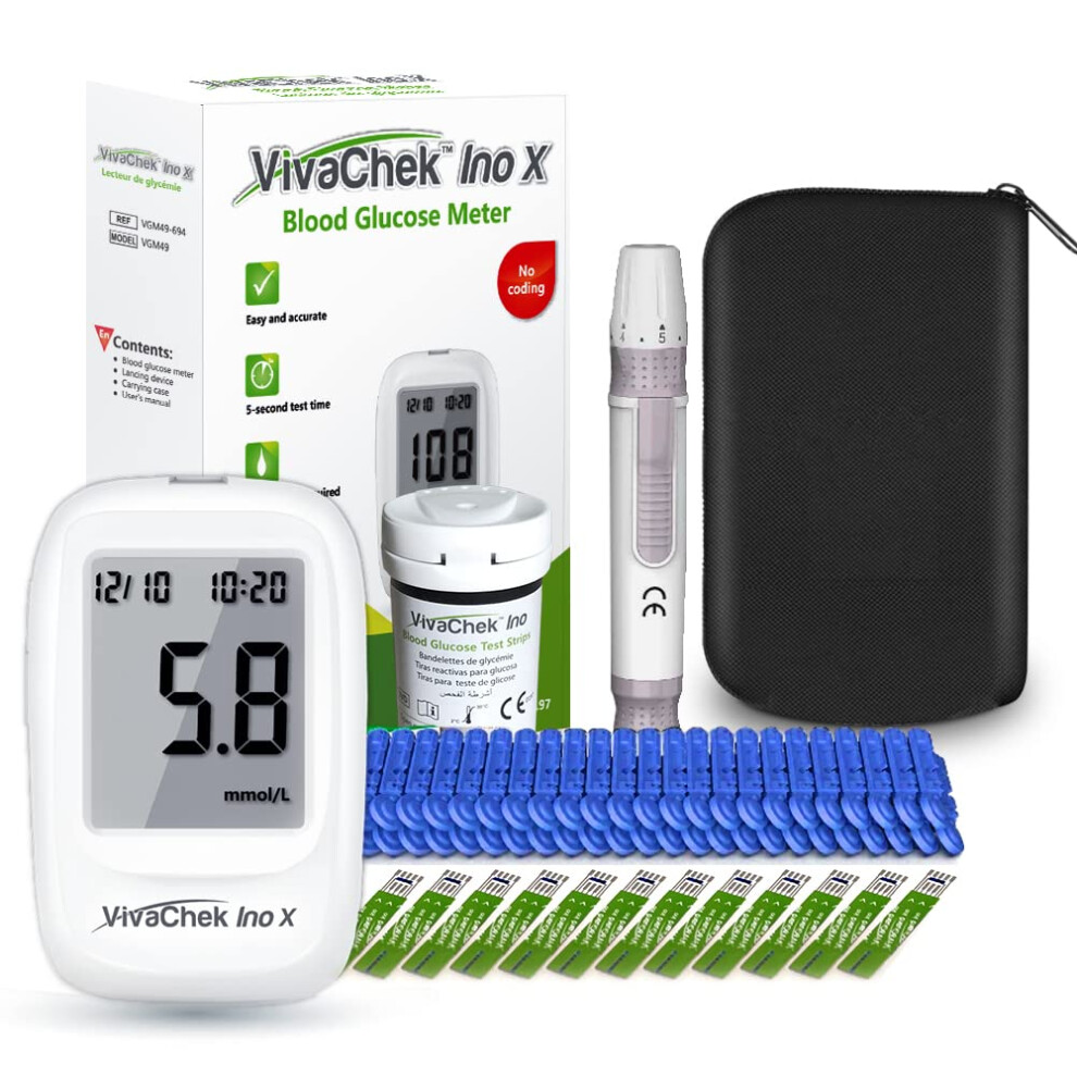 Foviflxy Vivachek Diabetes Test Kit, Blood Sugar Tester With Ketone And Hypo Warning, ???????????? ????????????????????????????????, 900 Memory, Blood Glucose