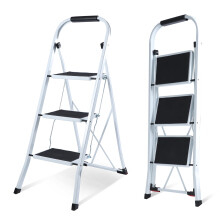3 Step Ladder –Folding Step Ladder, Portable With Anti-Slip Mat & Comfortable Soft Handgrip, Heavy Duty Steel Step Ladder - Easy to Store Step