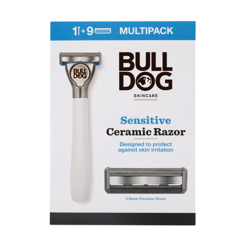 Skincare - Sensitive Ceramic Razor Multipack | Smooth Glide Razor Handle + 9 Blade Refills | for Men