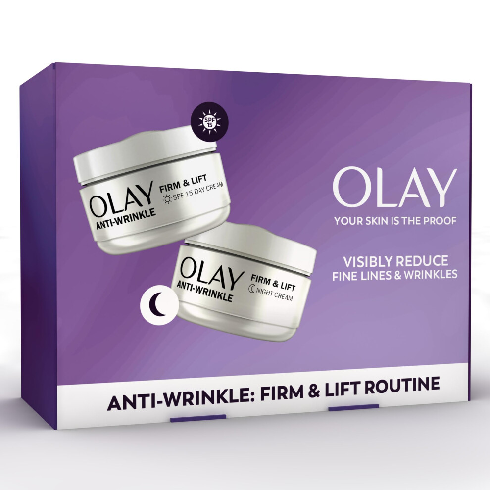 Anti-Wrinkle Firm & Lift Giftset: SPF15 Day Face Cream 50ml + Night Cream Moisturiser 50ml, Anti-Ageing Skin Care