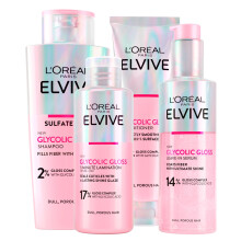 L'Oréal Paris Elseve Elvive Glycolic Gloss 150ml Conditioner + 200ml Shampoo + 150ml No-Rinse Serum + 200ml 5-Minute Laminating Treatment for Dull