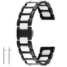 Ceramic Watch Strap Quick Release Watch Quick Release 20mm 22mm Watch Strap Folding Clasp Bracelet for Men Women Black White, 20mm,