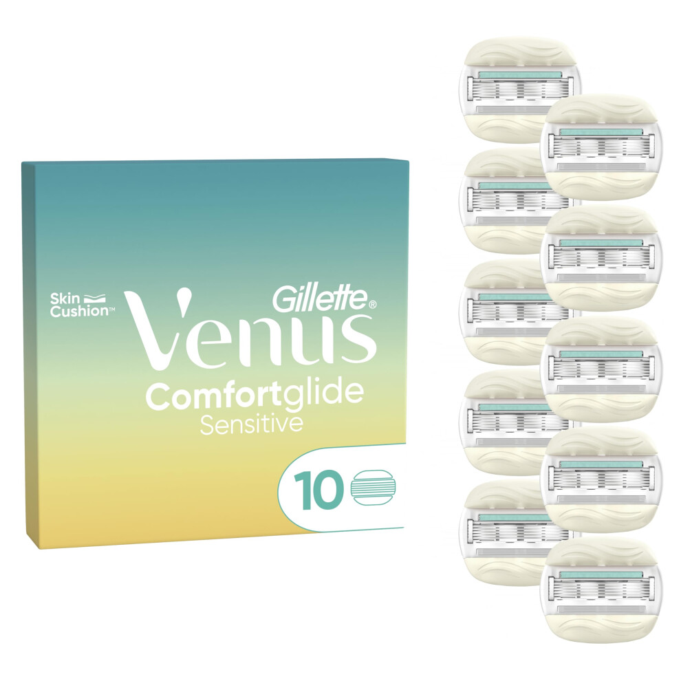 Gillette Venus Comfortglide Sensitive 10 Razor Blades, Venus Razors For Women Refill, 5 Blade Refills For Venus Womens Razors, Ladies Razors Sensitive Skin,
