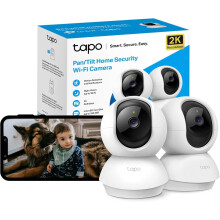 Wifi Indoor Camera, 2K 3MP Full HD Baby Camera, 360 Security Wireless Pet Camera, Night Vision, Work with Alexa & Google Home, 2 Pack(Tapo C210P2)