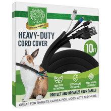 Heavy Duty Cord Cover - Black, 10ft - Electrical Cable and Wire Protector for Rabbits, Dogs, Cats and Other Pets - Cord Management and Animal