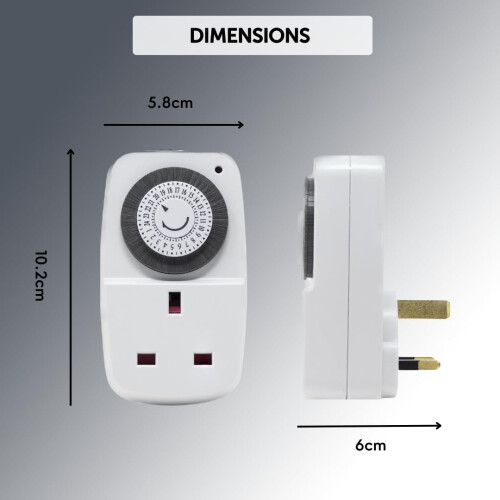Mini 24 Hour Segment Timer Switch - Energy Saver Timer Standard Size - Hour Plug-in Timer Socket Set - 240v 3 Pin Plug with Programmable Time 2