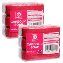 Carbolic Soap Original 6 Bars (2 Packs of 3x125g) – Antibacterial, Antifungal & Traditional Antiseptic Soap for Laundry & Home