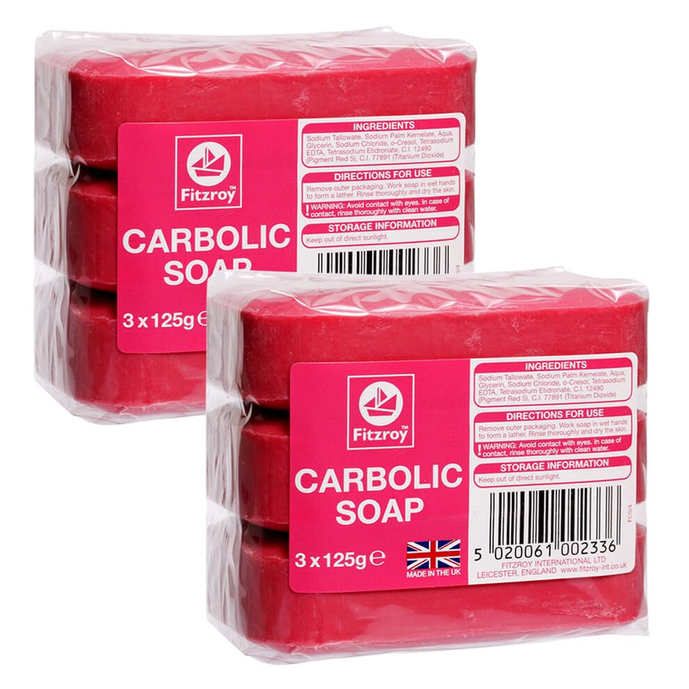 Carbolic Soap Original 6 Bars (2 Packs of 3x125g soaps) | Antibacterial Soap | Antifungal Soap | Laundry Soap Bar | Traditional Antiseptic Soap | Bars