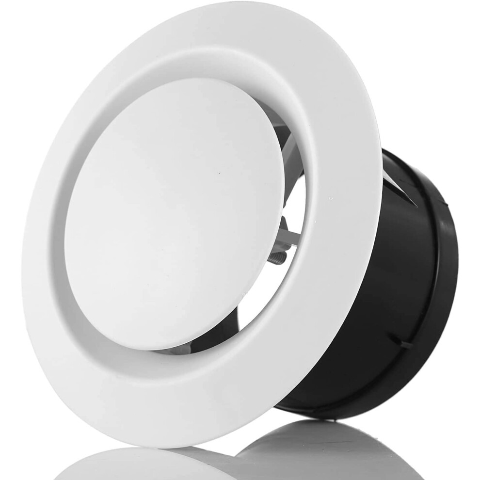 4 Inch Adjustable Air Vent Covers 100mm Ceiling Vent Indoor Vent Covers for Walls Closeable Round Ventilation Cover for Caravans, Cooling and
