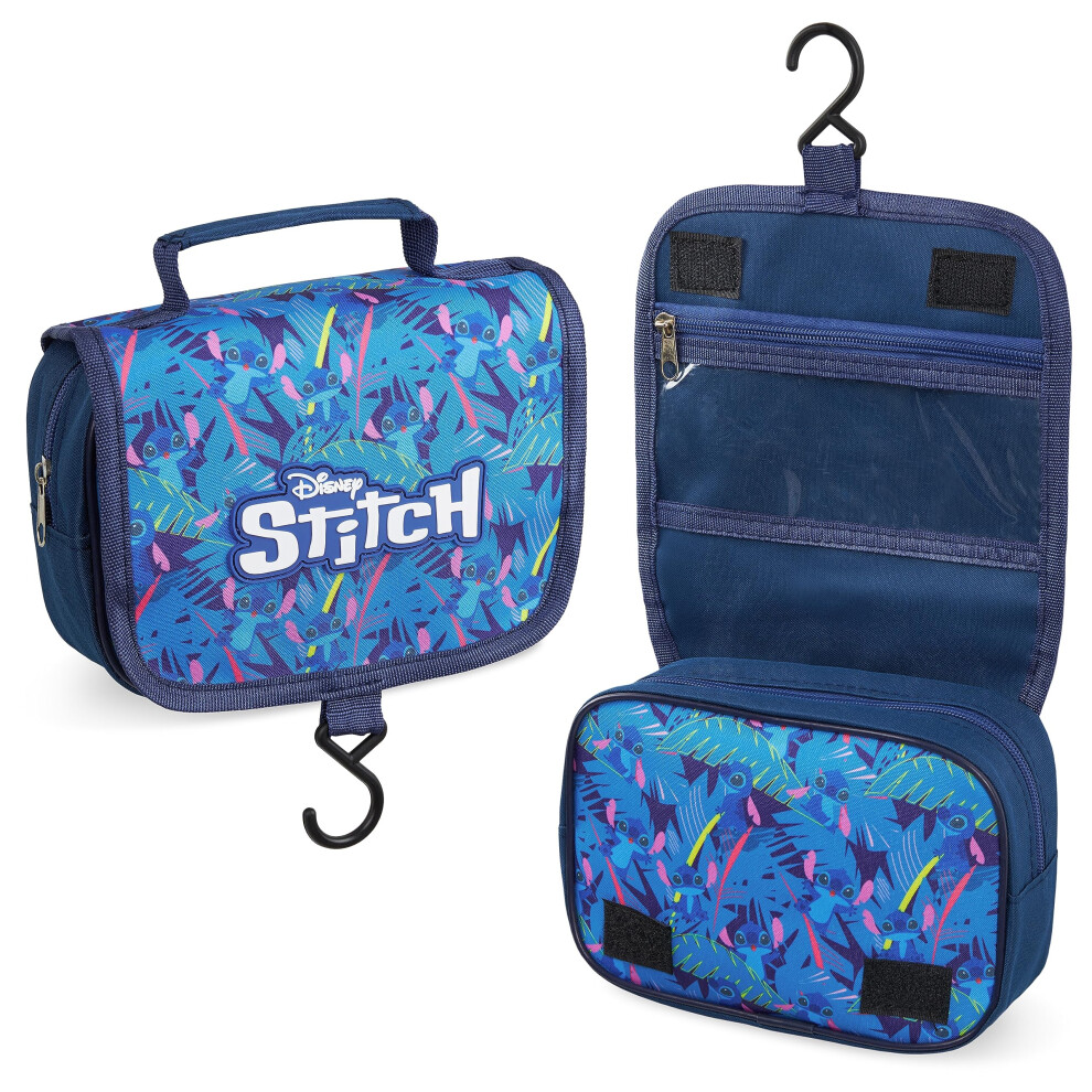 Stitch Hanging Toiletry Bags for Women Teenagers Girls Minnie Mouse Cosmetic Bag Travel Accessories Stitch Gifts (Blue Stitch)
