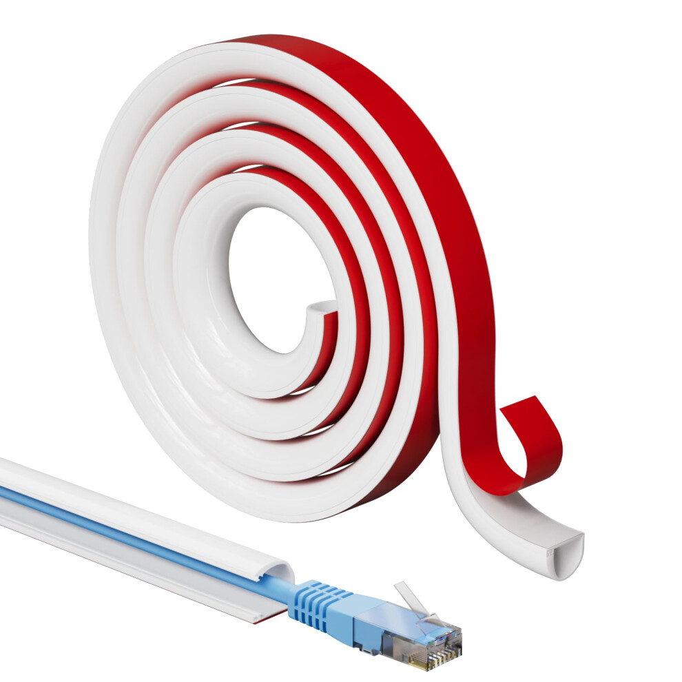 1M White Silicone Cable Trunking, Cable Tidy Hider For 1 Cords,Extension Cord Covers For Wires On Wall,Soft Cord Hider For Wall Mount Tv,Cable 635407435300