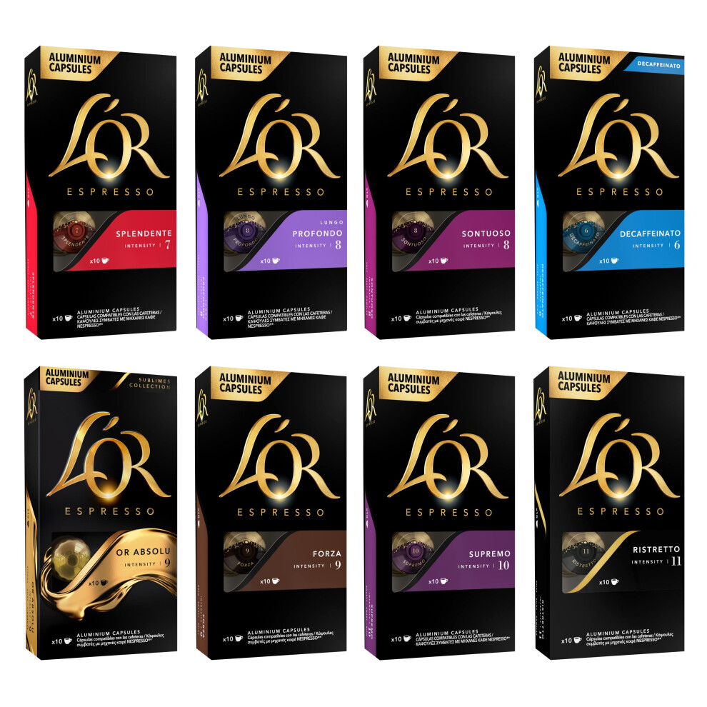 Favourites Assortment - Nespresso Compatible Coffee Pods (Pack Of 8, Total 80 Drinks)