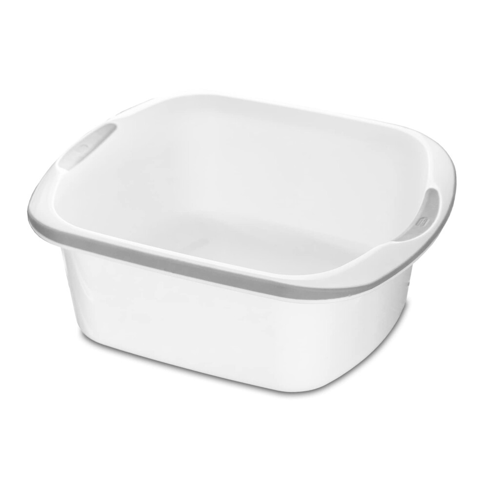 Premium Soft Grip Large Rectangular Washing Up Bowl, 9.5 litre, White And Grey