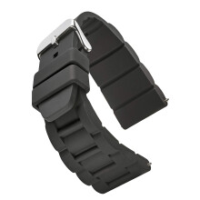 Sporty Thick Padded Silicone Waterproof Watch Band - Rubber Watch Strap for Big Watches -Black - 26 mm