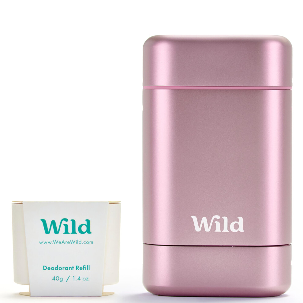 - Natural Refillable Deodorant Starter Kit with Pink Case and Fresh Cotton & Sea Salt Scented Refill (40g) - Aluminium Free - Long Lasting Protection