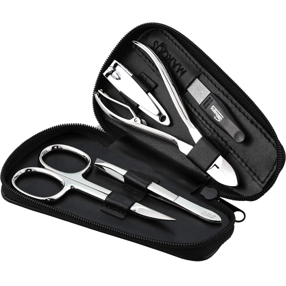 Manicure Set Men - Mens Nail Grooming Kit for Professional Care, Stainless Steel Nail Cutter, Scissors, Clippers, Sapphire file and Tweezers in a
