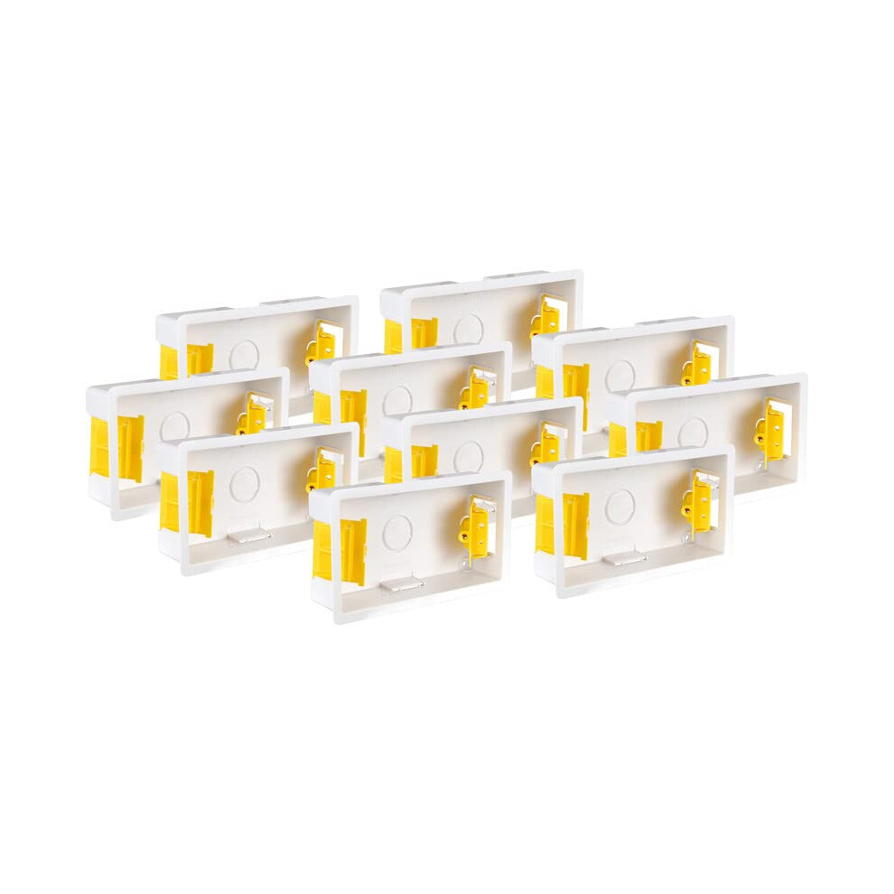 10X Pack Single 2-Gang 35Mm Dry-Lining Back Box Electrical Wall Knockout Recessed Flush Mount Deep Pattress Partition Walls Switches Sockets Fused 5065011531061