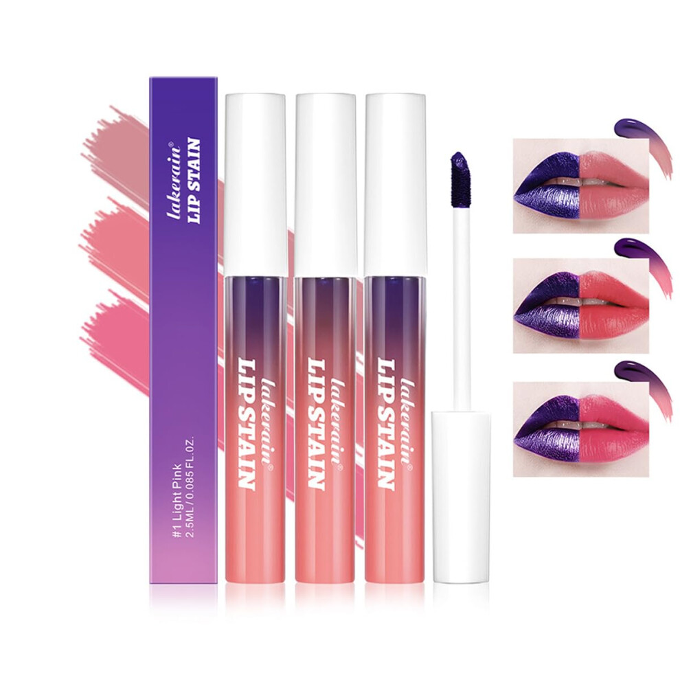 3Pcs Peel Off Lip Stain Lip Tint Set,Long-Lasting Peel Off Matte Lip Gloss,Matte Liquid Lipstick Nude Lip Gloss Waterproof Lip Tint Stain Non-stick