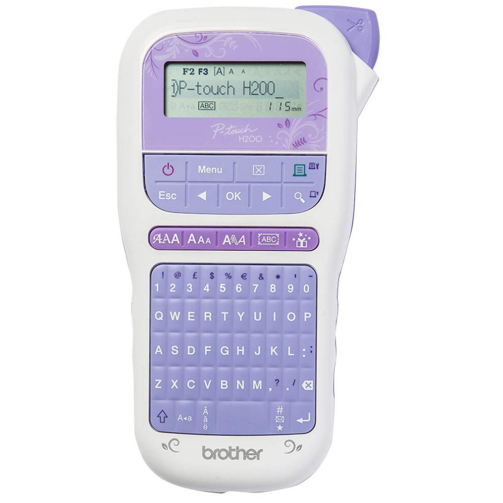 Brother , Pt-H200 Label Maker, P-Touch Craft Label Printer, Handheld, Qwerty Keyboard, Up To 12 Mm Labels, Includes 12 Mm Gold On White Tape Cassette