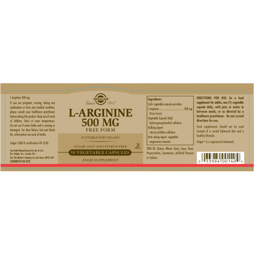 Solgar Solgar L-Arginin 500 mg 1