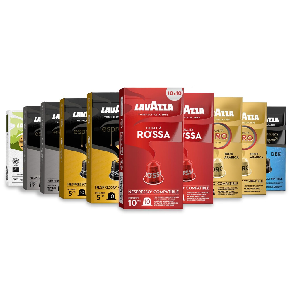 Lavazza , Variety Pack, 100 Aluminium Capsules Compatible With Nespresso Original Machines, Espresso Maestro Ristretto, Espresso Maestro Lungo, Qualit?