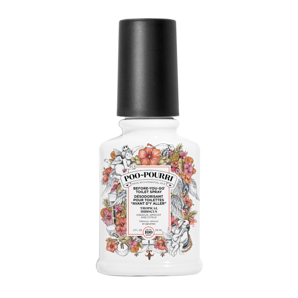 Pourri Bathroom Air Freshener Spray - Before-You-Go Poo-Pourri Toilet Spray - Tropical Hibiscus Bathroom Deodorizer - Traps Odors Under the Water's