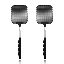 Extendable Fly Swatters 2 Pack, Strong Flexible Manual Swat Set, Manual Fly Swat Pest Control for Indoor Outdoor Mosquito Wasp Bug Insect (Black)