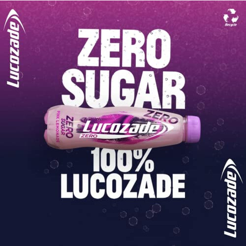 Lucozade Energy Zero Sugar Drink Pink Lemonade 12x500ml 2