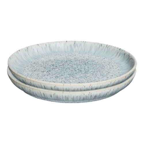 Denby - Halo Speckle Medium Plates Set of 2 - Grey, Neutral Patterned Coupe Dishwasher Microwave Safe Crockery 21cm - Glazed Ceramic Stoneware Tableware -