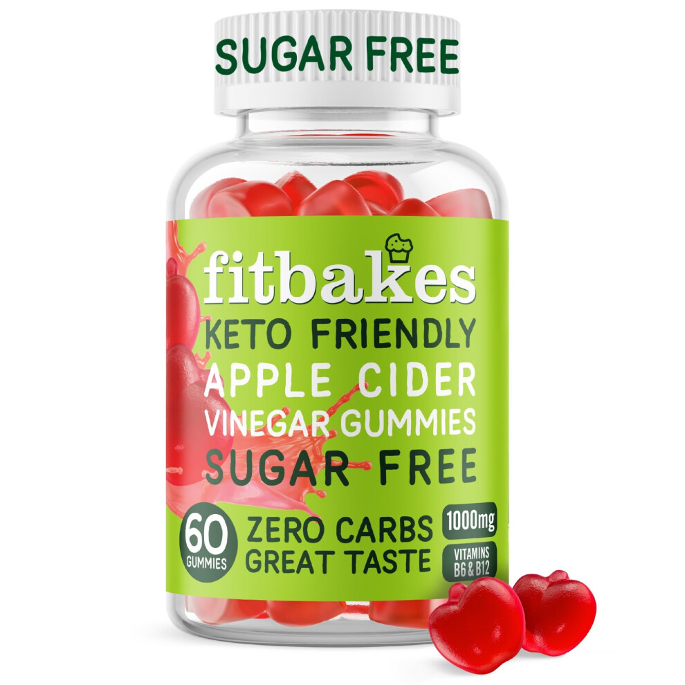 Fit Bakes Fitbakes : Sugar Free Keto Apple Cider Vinegar Gummies With Mother, Vitamin B12 & Folic Acid, 60 Keto Acv Gummies, 1000Mg Per 2 Apple Cider Gummies,