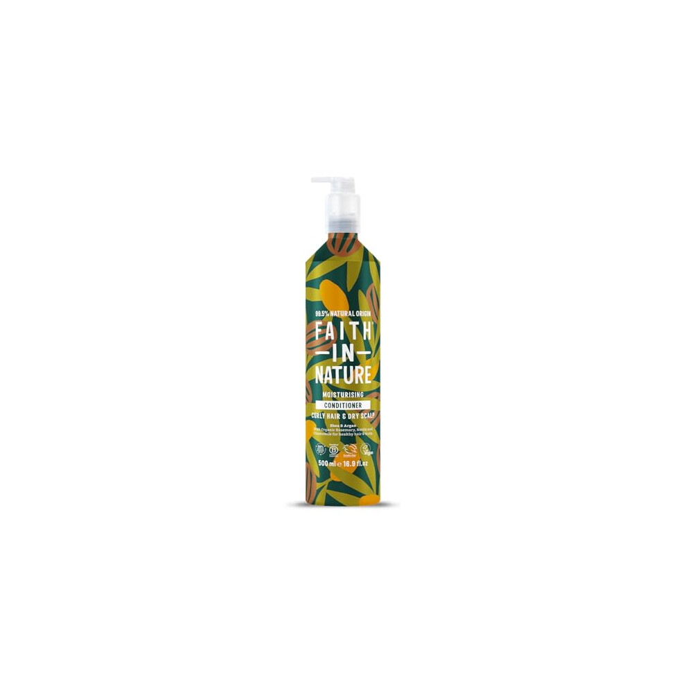 500ml Metal Bottle Natural Shea & Argan Conditioner, Moisturising for Curly Hair & Dry Scalp, Vegan & Cruelty Free, No SLS, Silicones or Parabens