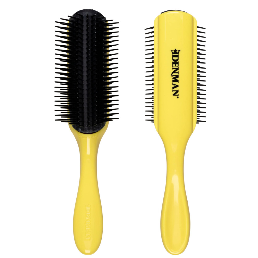 Curly Hair Brush D4 (Yellow) 9 Row Styling Brush for Styling, Smoothing Longer Hair and Defining Curls - For Women and Men