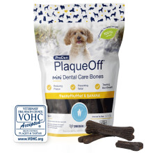 ProDen, PlaqueOff System, Mini Zahnpflege-Knochen, Für Kleine & Toy-Rassehunde, Erdnussbutter & Banane, 20 Knochen, 12 Unzen (340 g)