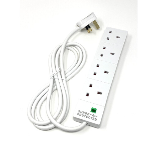 Status Multi Plug Extension | 4 Socket Extension Cable | 2m Extension Lead | 13A Surge Protected | 4WSSP2MCP10