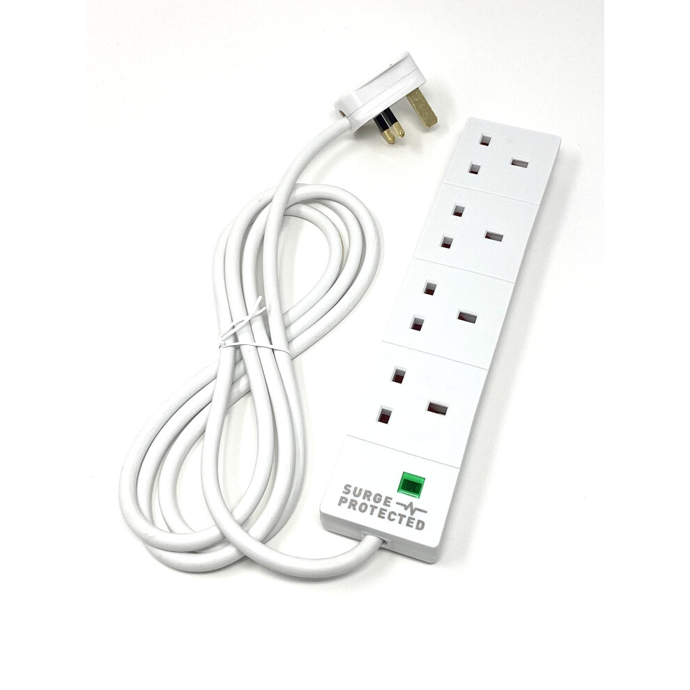 Multi Plug Extension | 4 Socket Extension Cable | 2m Extension Lead | 13A Surge Protected | 4WSSP2MCP10