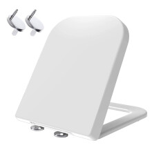 Square Toilet Seat Soft Close, One Button Quick Release Toilet Seats for Easy Cleaning, Easy Installation with Top Fixing Option & Adjustable Hinges,