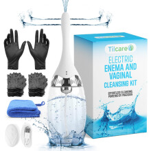Enema & Vaginal Douche Kit by Tilcare - Electric Douche with 3 Speed Settings & Remote Control - Enemas for Colon Cleanse for Women & Men - Soft