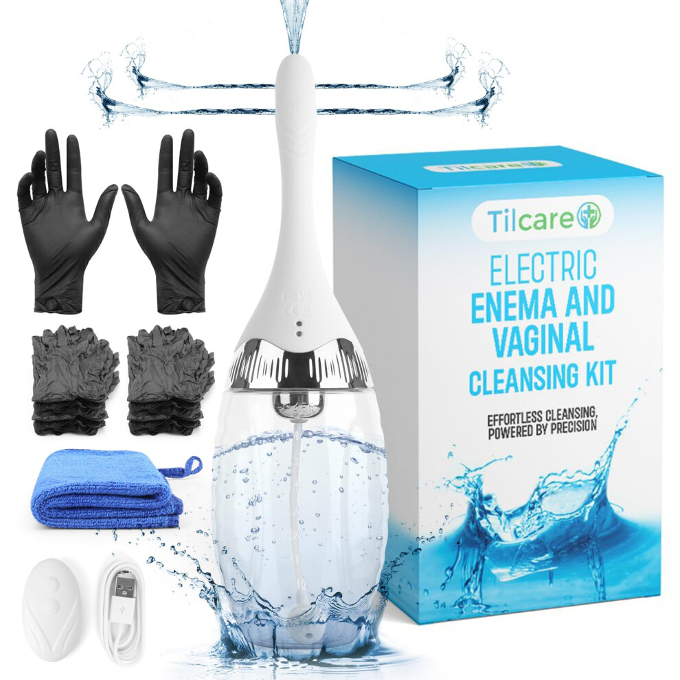 Tilcare Enema & Vaginal Douche Kit By - Electric Douche With 3 Speed Settings & Remote Control - Enemas For Colon Cleanse For Women & Men - Soft