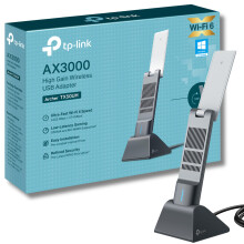 AX3000 Wi-Fi 6 High Gain Wireless USB 3.0 Adapter, Dual-Band, Auto Driver, MU-MIMO, Low- Latency, 1.2m Cable, Supports Windows 10/11, Highly Secure