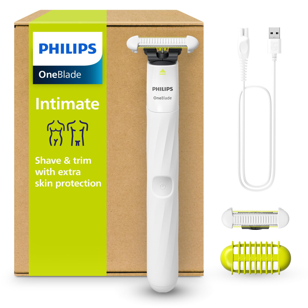 OneBlade Intimate, Designed for Pubic Grooming, Trim and Shave with Extra Skin Protection, Model QP1924/30
