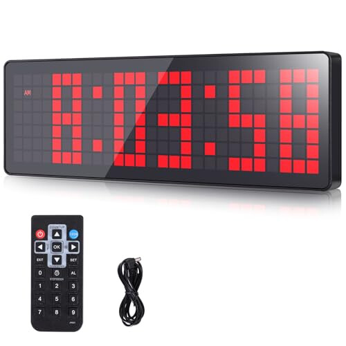 13.2'' Gym Timer, Gym Clock, Large LED Digital Wall Clock, 12/24H Modes, Interval Timer Clocks With Stopwatch, Training Timer With Remote Control For