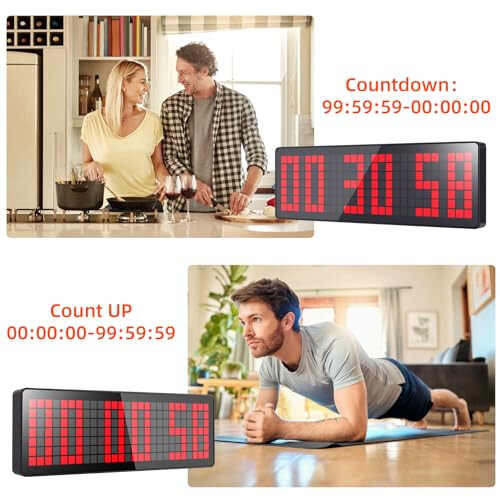 13.2'' Gym Timer, Gym Clock, Large LED Digital Wall Clock, 12/24H Modes, Interval Timer Clocks With Stopwatch, Training Timer With Remote Control For 1