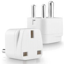 UK to India Plug Adapter, Type D Plug Adapter, Travel Plug Adapter UK to India Indian,Pakistan,Sri Lanka,Burma,Maldives and more (White,2 Pack)