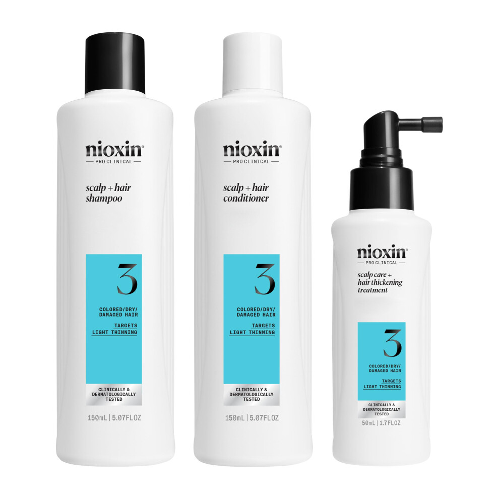 Scalp + Hair Thickening System 3 Kit - Hair Thickening System for Coloured Or Dry Damaged Hair with Light Thinning - Shampoo, Conditioner & Scalp
